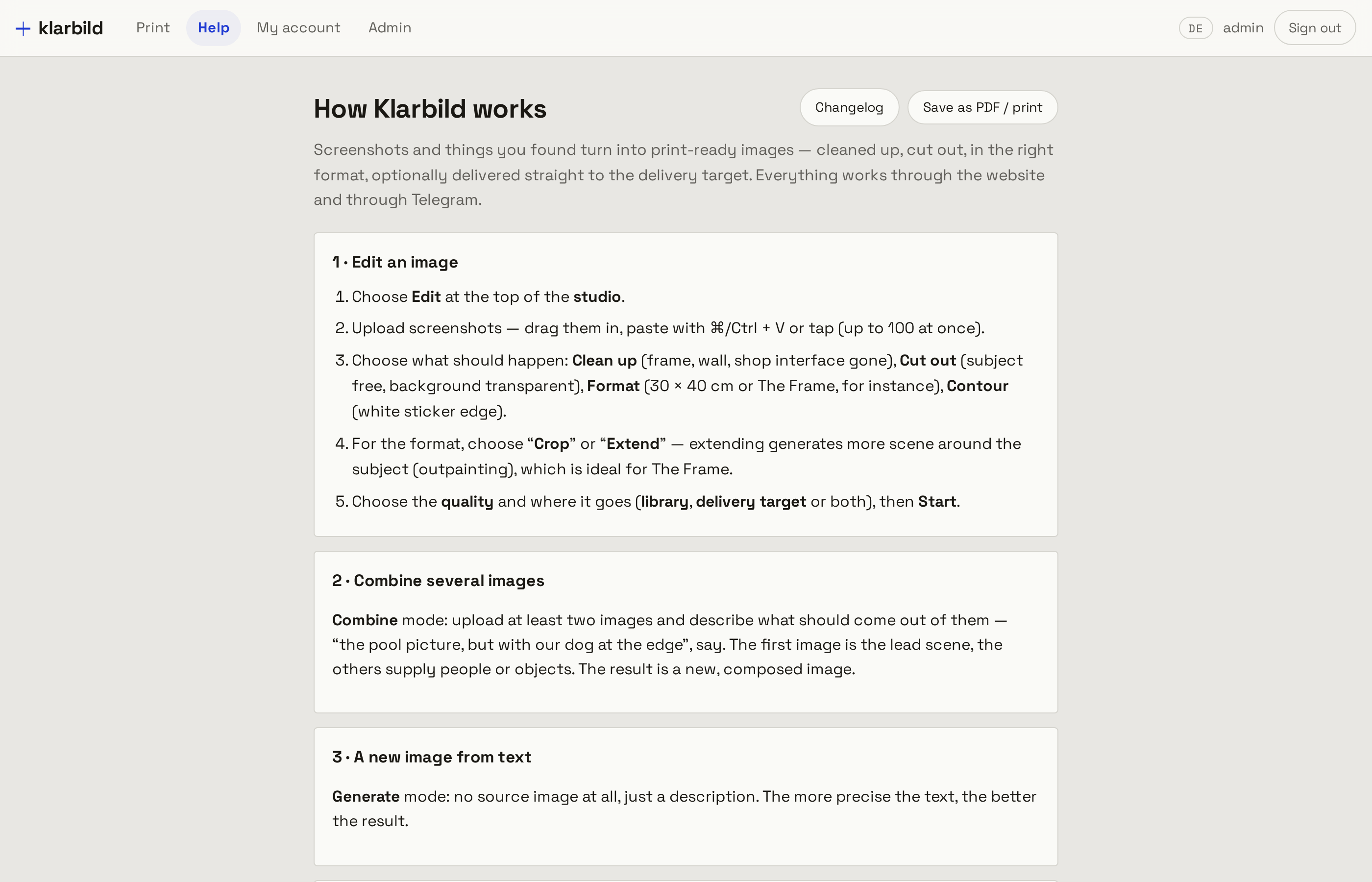 The built-in manual