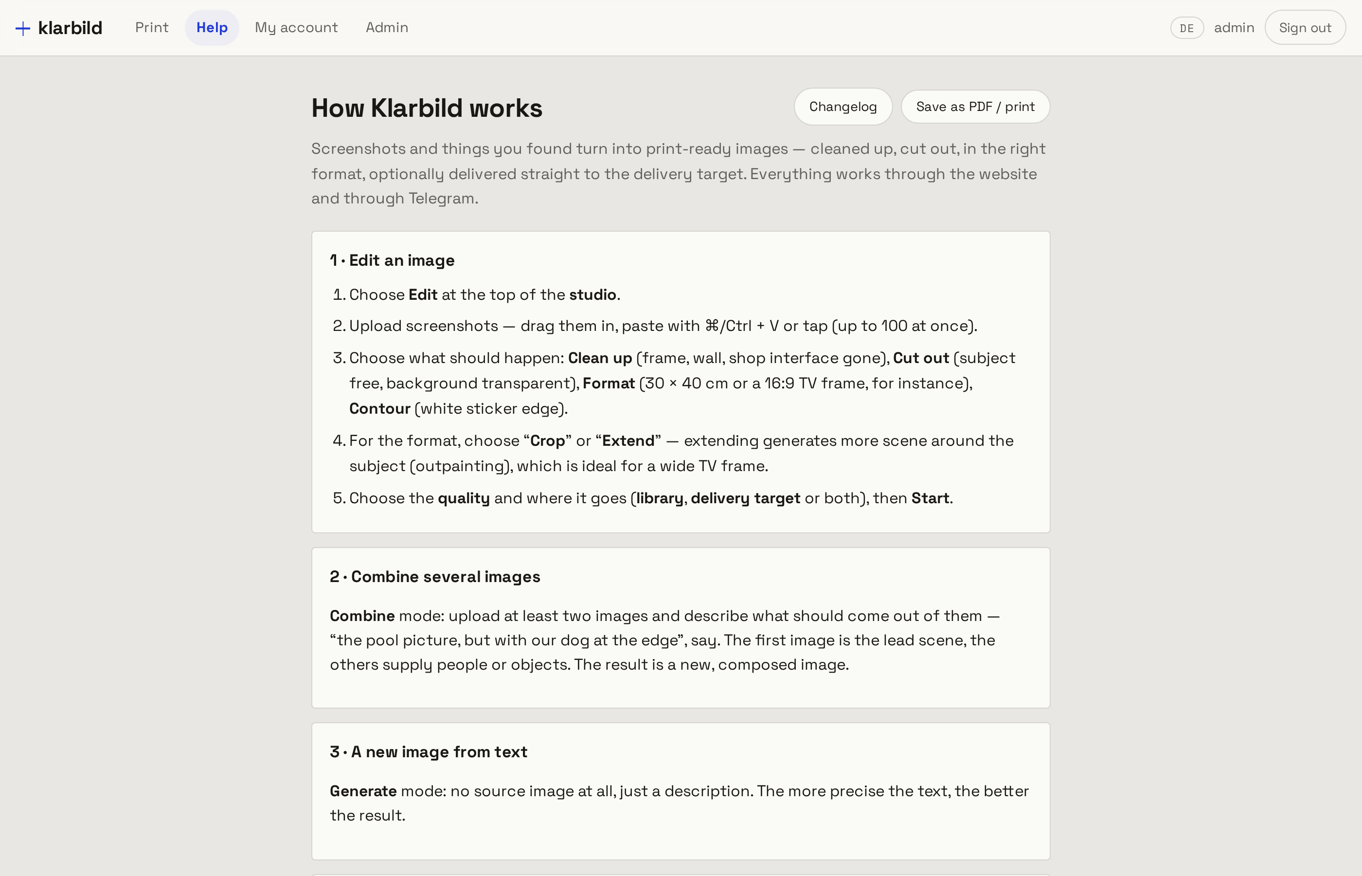 The built-in manual
